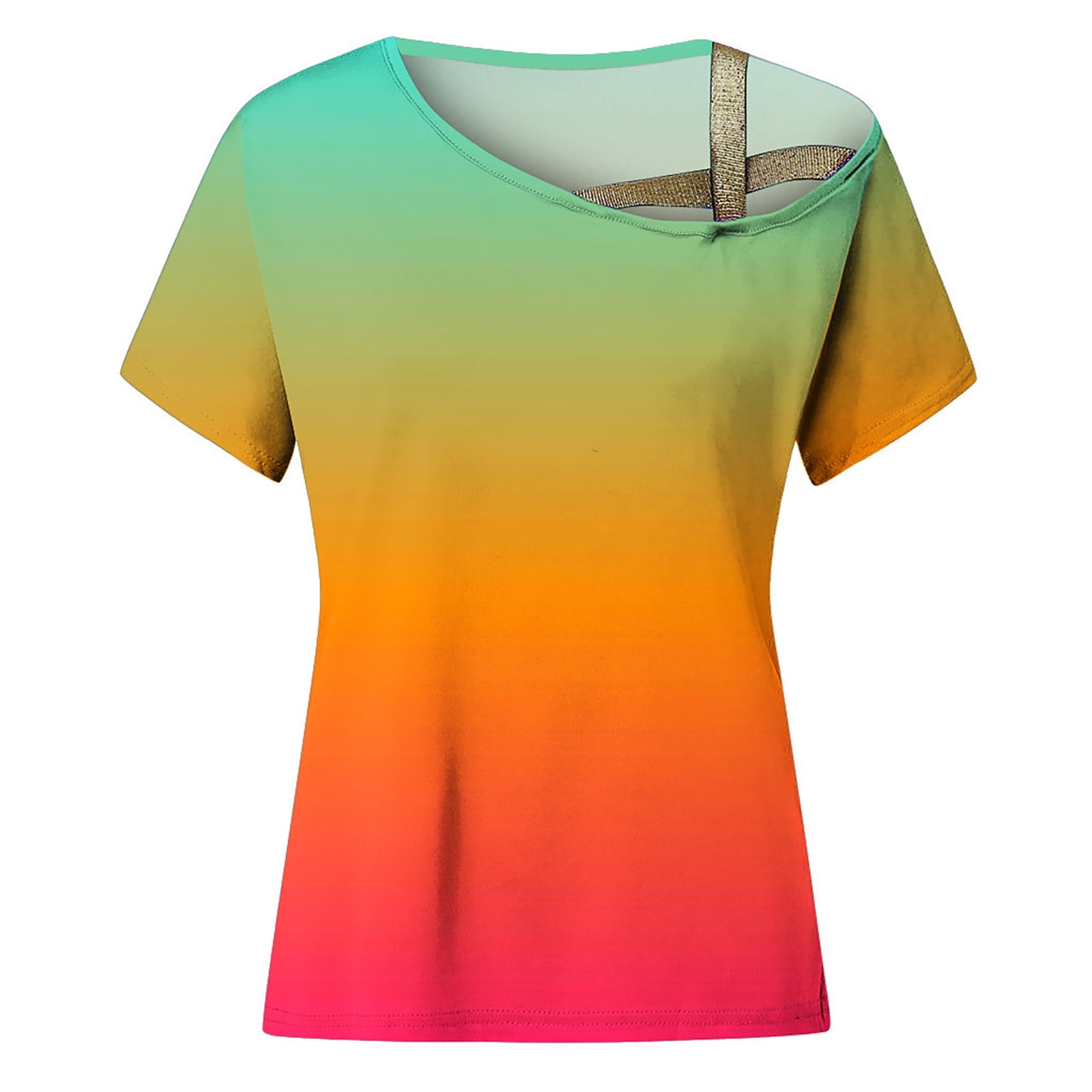 Zodggu Tunic Basic Tees for Women 2023 Short Sleeve Womens Tops Gradient  Color Sexy Blouse Summer Fashion One-Shoulder Slant Neck Shirts Loose  Dressy Casual Tees Vacation Trendy Orange 10 