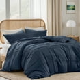 thumbnail image 3 of Regency Heights Twin/Twin XL Duvet Cover Set, Soft Washed Pleated Duvet Cover Twin/Twin XL, 2-Piece Dorm  Bedding Set with Pillow Shams, Navy, 3 of 12