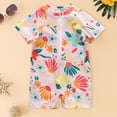thumbnail image 2 of KPOPLK Toddler Baby Boys Rash Guard Swimsuit Short Sleeve One Piece Swimwear Zip Bathing Suit with UPF 50+ 0-24 Months(Beige,0-6 Months), 2 of 4