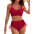 thumbnail image 1 of Conjunto de bikini Blooming Jelly para mujer, talle alto, rojo, talla pequeña, 1 of 6
