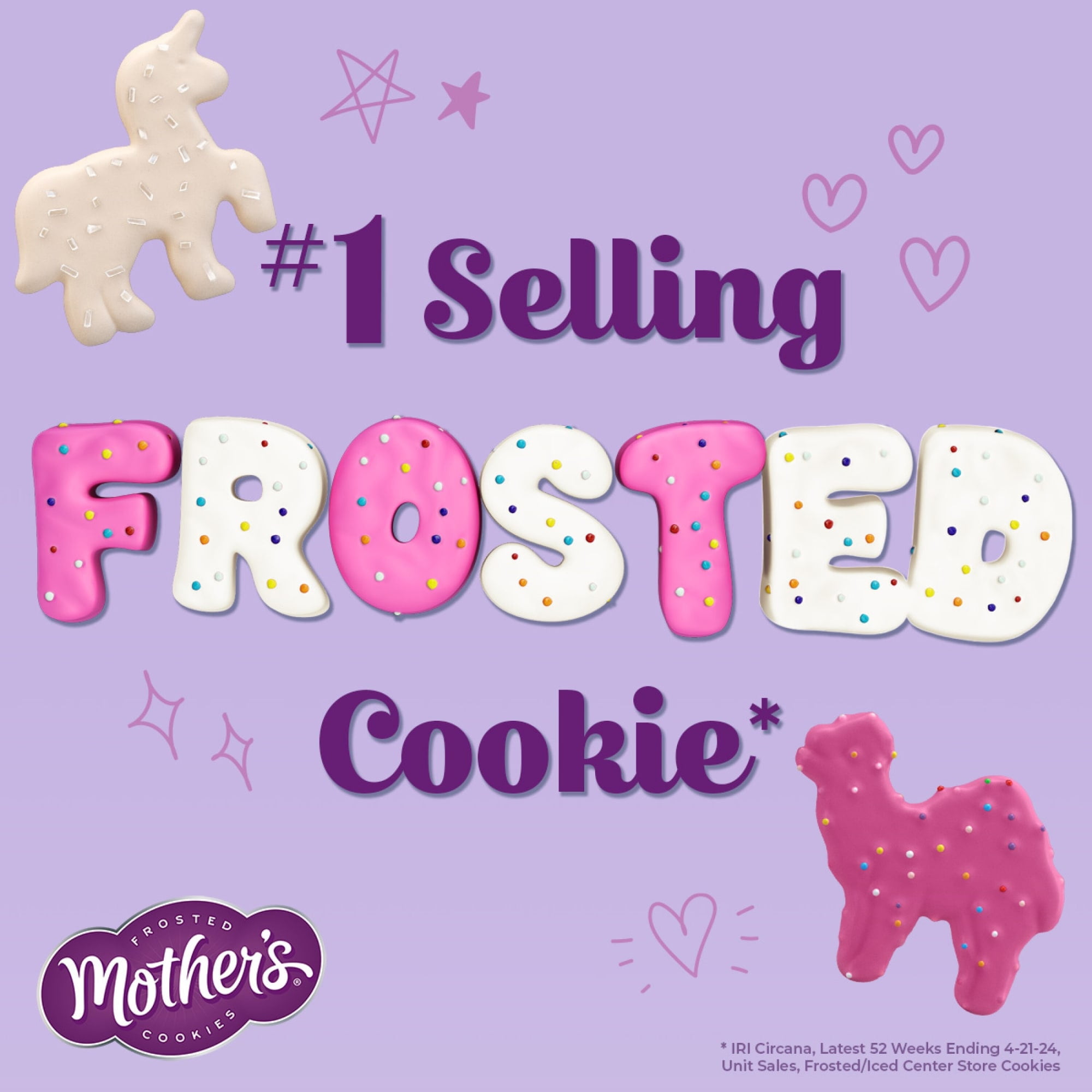 (3 pack) Mother's Sparkling Mythical Creatures Cookies, Frosted Animal Cookies with Silver Sugar Sprinkles, 1 Resealable Bag  9 oz