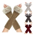 thumbnail image 2 of Ywmsfl Lengthen Wrist Crochet Fingerless Gloves Half Finger Keep Warm Plush Cuffs Mittens for Women Winter Supplies, 2 of 12