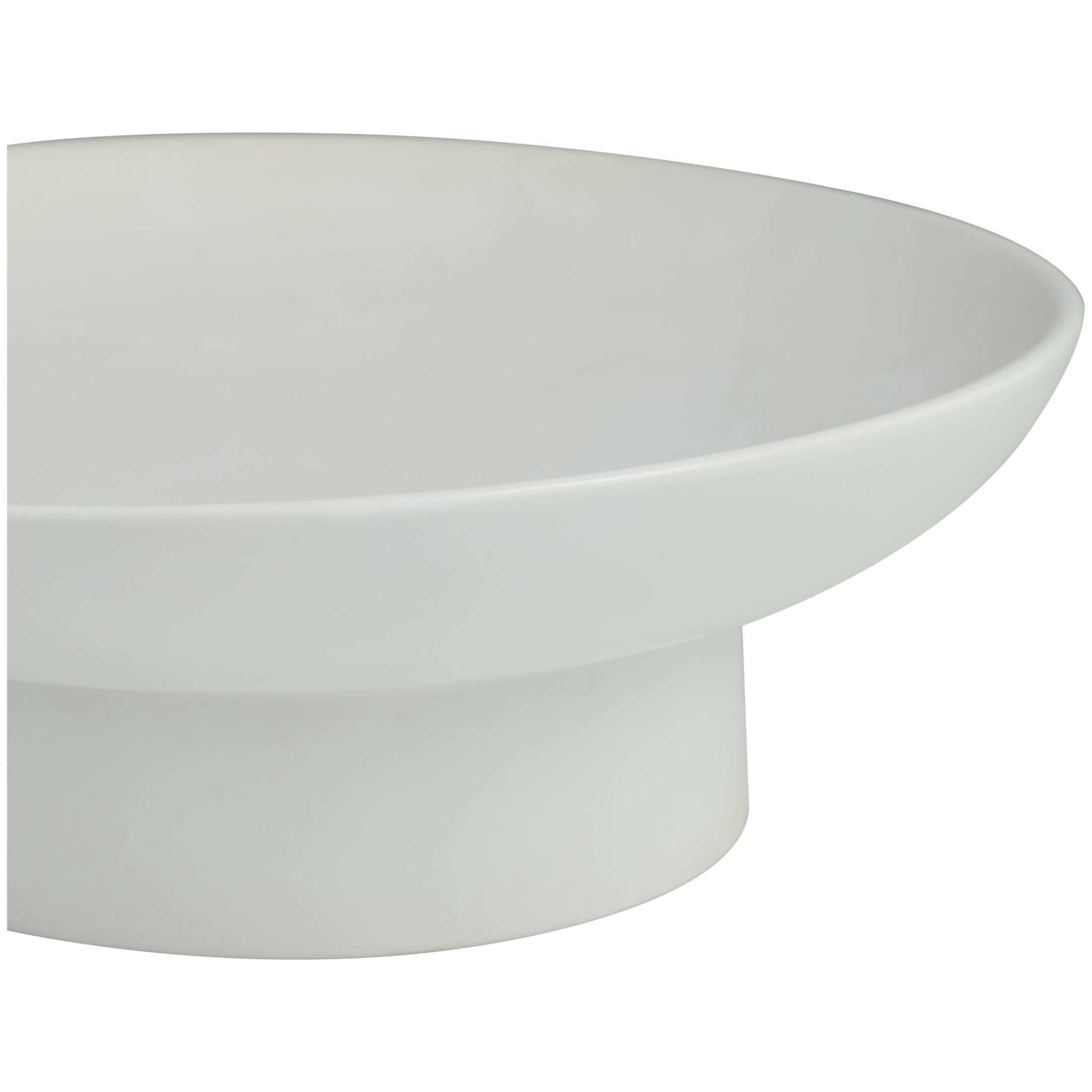 DecMode 16" Round Wide White Ceramic Decorative Bowl with Elevated Base