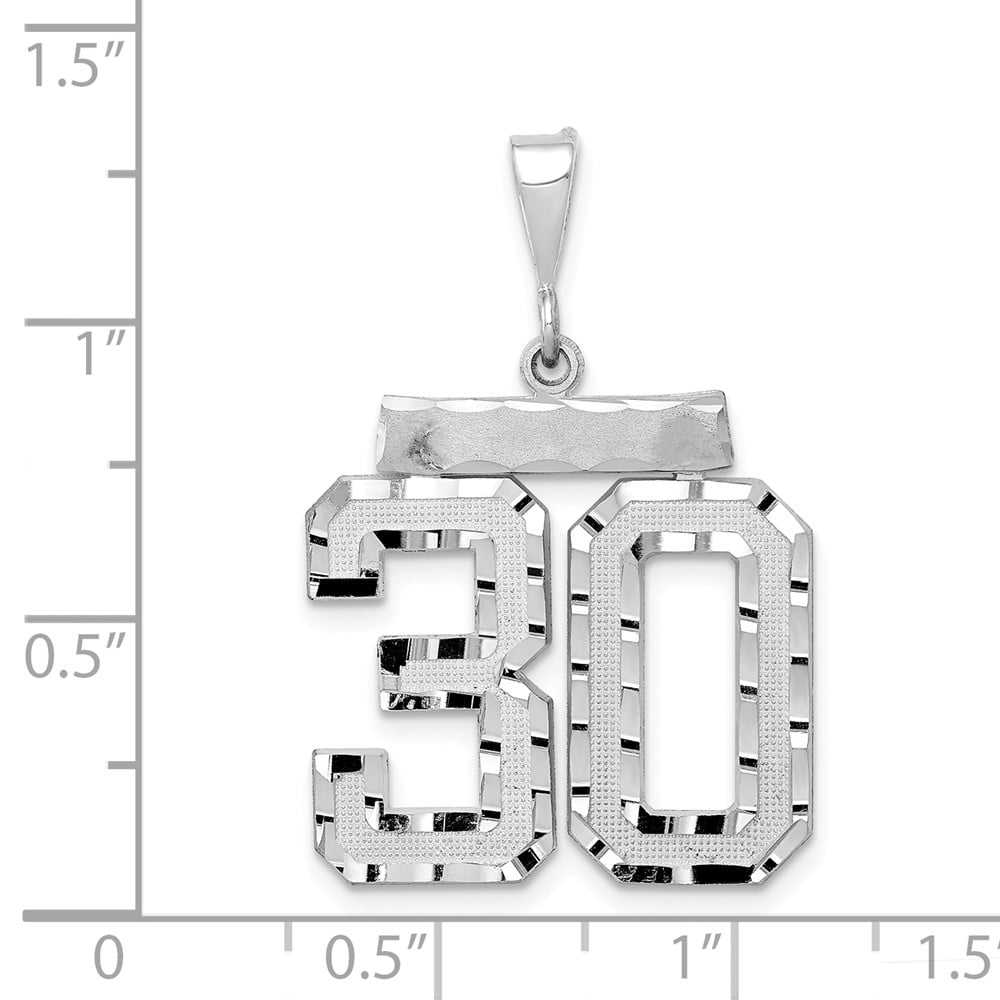 14K White Gold Small Shiny-Cut Number 26 Charm 