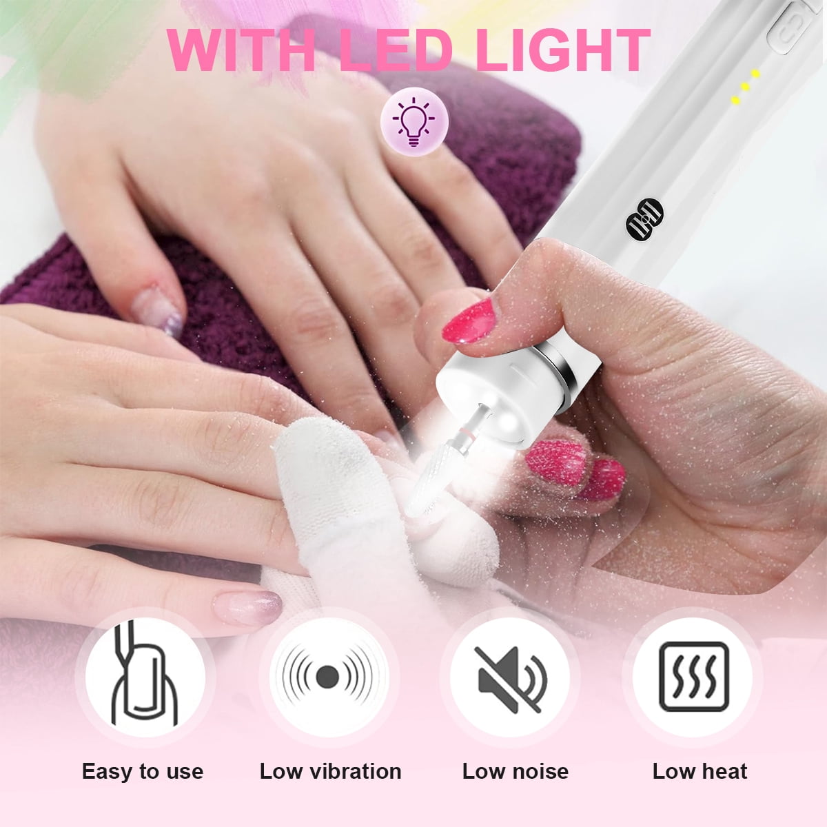 CIICII Electric Nail Drill, Eectric nail file,rofessional Nail Drill Kit for Men Women Home Salon-White