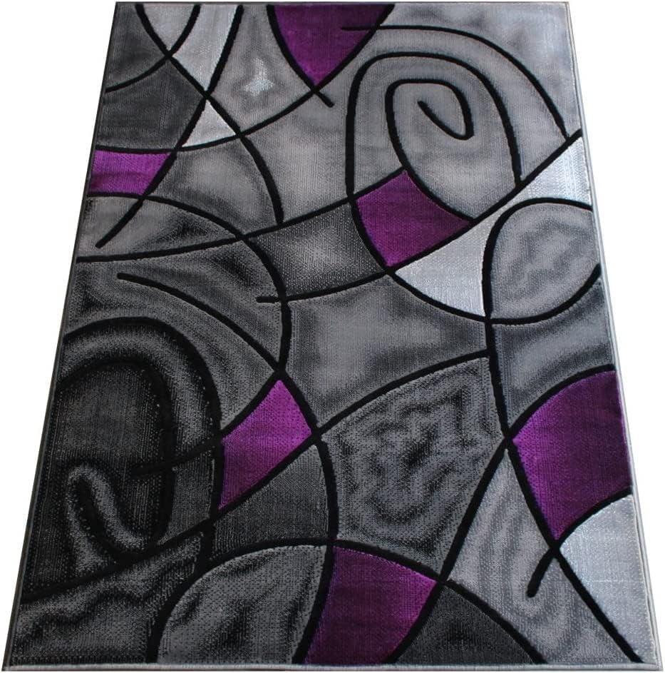 YHSF Modern Contemporary Area Rug for Living Room, Bedroom, and Office – Elegant Thick Carpet for Dining Room, Kitchen, & Hallways – Washable - Home Decor - Water Repellent - Purple (8x10 Feet)