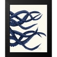 thumbnail image 2 of Fab Funky 15x18 Black Modern Framed Museum Art Print Titled - Giant Octopus Blue Triptych c, 2 of 5