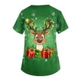 thumbnail image 5 of Garbnen Christmas Scrub Tops Women Plus Size Stretchy Xmas Elk Print Nurses Working Uniforms with Pocket V Neck Short Sleeve Scrubs for Women Tops S-5XL, 5 of 5