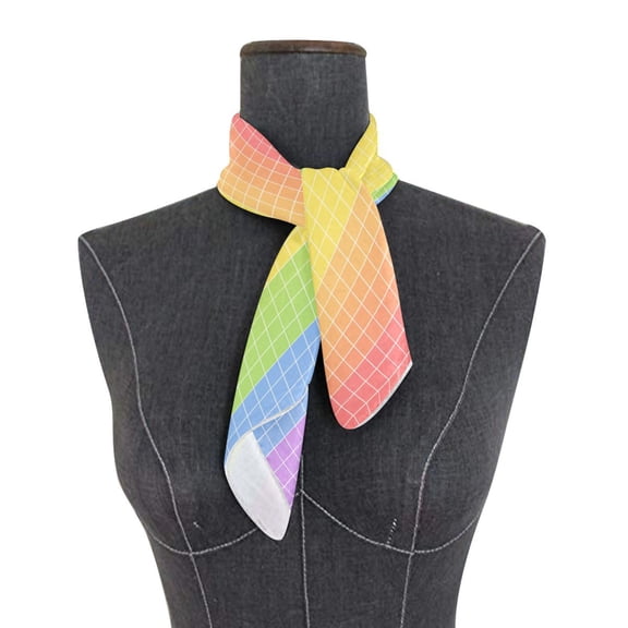 Square Scarf 24x24 Inch Rainbow Grid Seamless Pattern Silky Satin Sun Protection Neck Scarf for Women Multi-Purpose Head Wrap Bandana for Hair Bag Decoration
