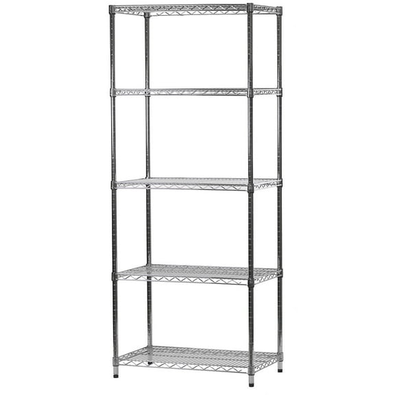Shelving Inc. 18" d x 30" w x 84" h Chrome Wire Shelving with 5 Shelves