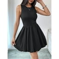 thumbnail image 6 of Dresses for Women Casual Sleeveless Backless Crew Neck Tank Mini Short Dress Bubble Sundress Black S, 6 of 8