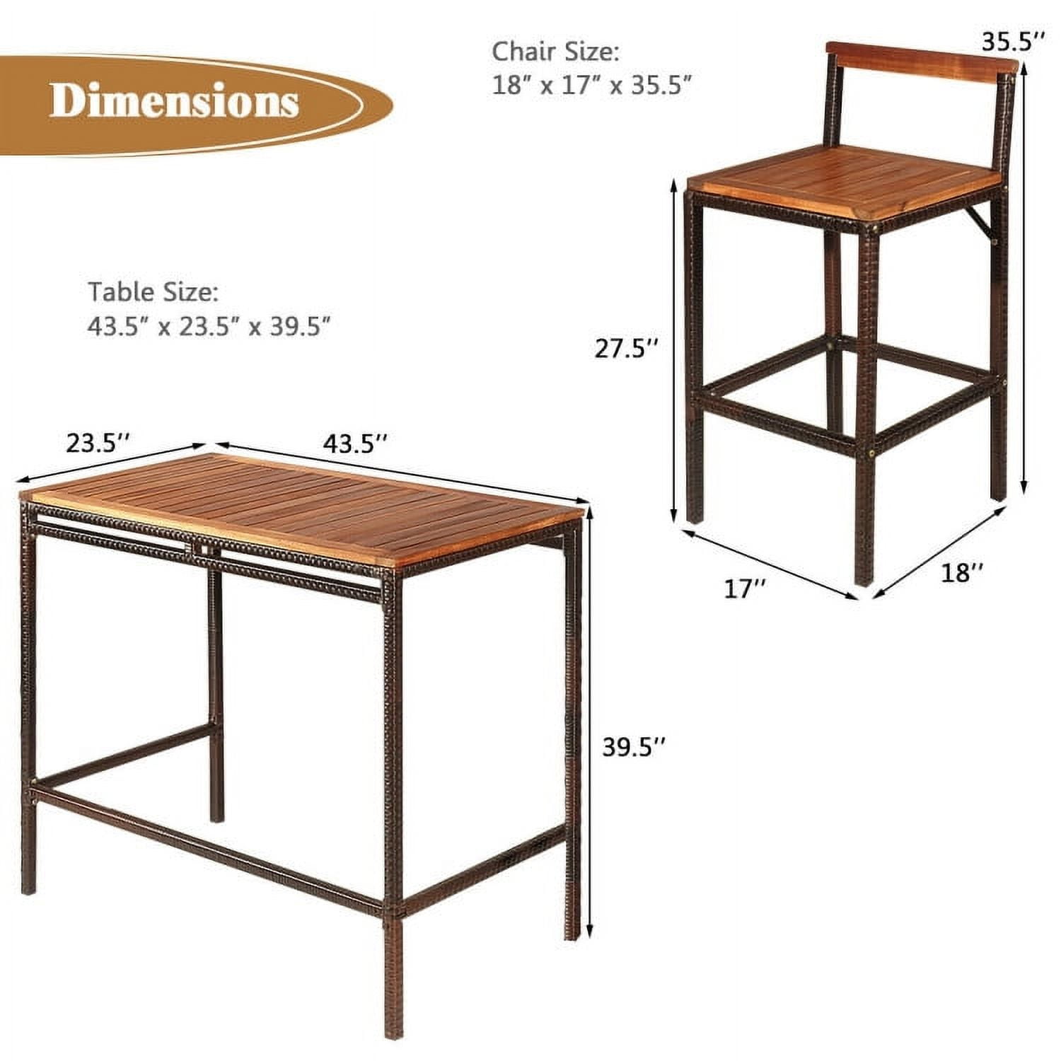 Aimee Lii 3 Pieces Patio Rattan Wicker Bar Dining Furniture Set, Outdoor Patio Furniture Aimee Lii 3 Pieces Patio Rattan Wicker Bar Dining Furniture Set, Outdoor Patio Furniture