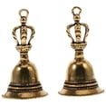 thumbnail image 3 of MasteelfCA 2Pcs Brass Bell Statues Copper Hand Bells Retro Bell Figurines Keychain Pendants, 3 of 7