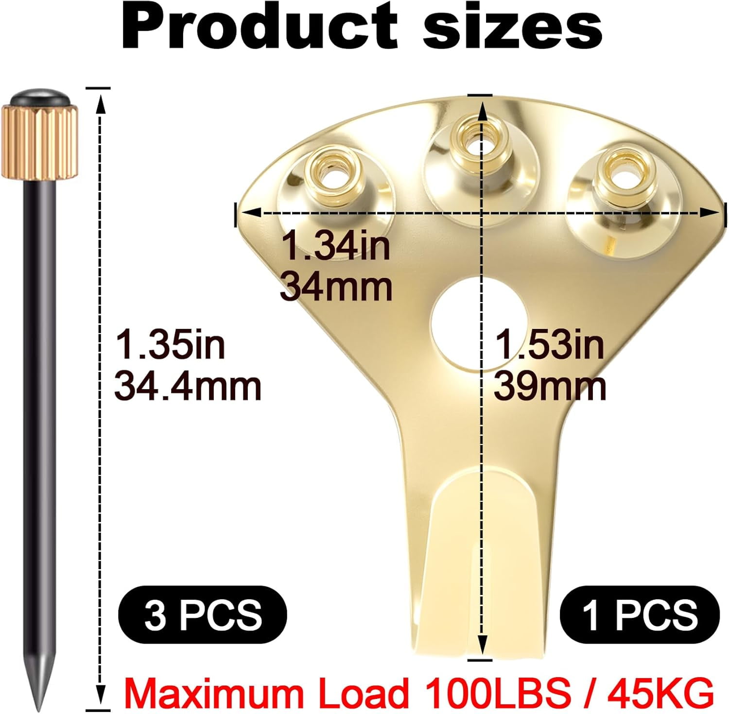 JJEAN-100 lbs Picture Frame Hangers Hooks with Nails, Picture Hanging Hooks, Heavy Duty Plaster Wall Pro Photo/Heavy Mirror Hanging Kit (20 Pack)