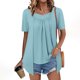 thumbnail image 2 of Camisetas de Manga Corta de Verano para Mujeres, Moda Color Sólido Falso Cuello Redondo de Dos Piezas para Uso Casual Y Diario, 2 of 8