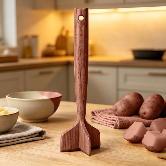 Kieccall Wooden Potato Masher Heavy Duty Kitchen Tool for Mashed Potatoes Cooking Gift