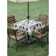 thumbnail image 4 of Outdoor Tablecloth with Umbrella Hole for Patio/Picnic/Party/Camping, Farmhouse Country Waterproof Table Cloth Square Cover Washable, Black Vintage Trees Rustic French Garden (60"x 60"), 4 of 8
