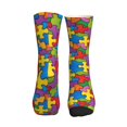 thumbnail image 2 of Unisex Autism Awareness Puzzle Piece Pattern Novelty Ankle Socks Colorful ComfortSoft Lightweight Sports Athletic Socks, 2 of 7