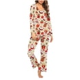 thumbnail image 1 of Puntoco Conjuntos de pijama cómodos para mujer Conjunto de pijama informal con cuello en V y pantalones largos con estampado navideño para mujer, 1 of 5