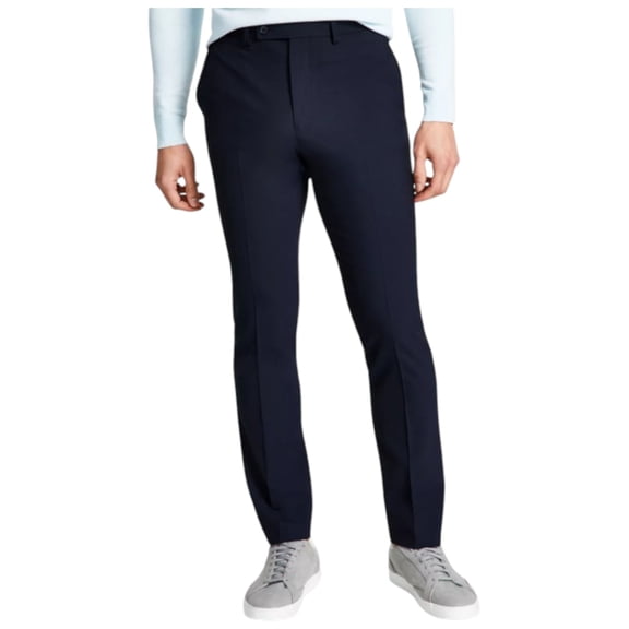 Dkny Mens Modern fit Dress Pants 40 / 29 Navy Blue Solid Stretch