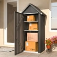 thumbnail image 3 of AECOJOY Outdoor Storage Shed with Floor & Metal Small Cabinet Waterproof with Shelves for Patio in Dark Grey, 3 of 9