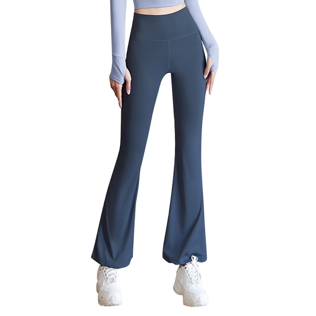 Gibobby Pantalones deportivos Mallas deportivas para correr antirozaduras de talle de secado rápido sin costuras de Color sólido para mujer(Azul marino, XXL)
