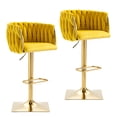 thumbnail image 2 of Homefun Velvet Bar Stools Set of 2,Modern Height Adjustable Swivel Barstools Counter Chairs with High Back & Gold Metal Base, 2 of 9