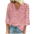 thumbnail image 1 of Blusa de Manga Corta Mujeres Cuello en V de Verano Impreso, Top Regular Casual Sexy para el Hogar Y el Uso Diario, 1 of 5