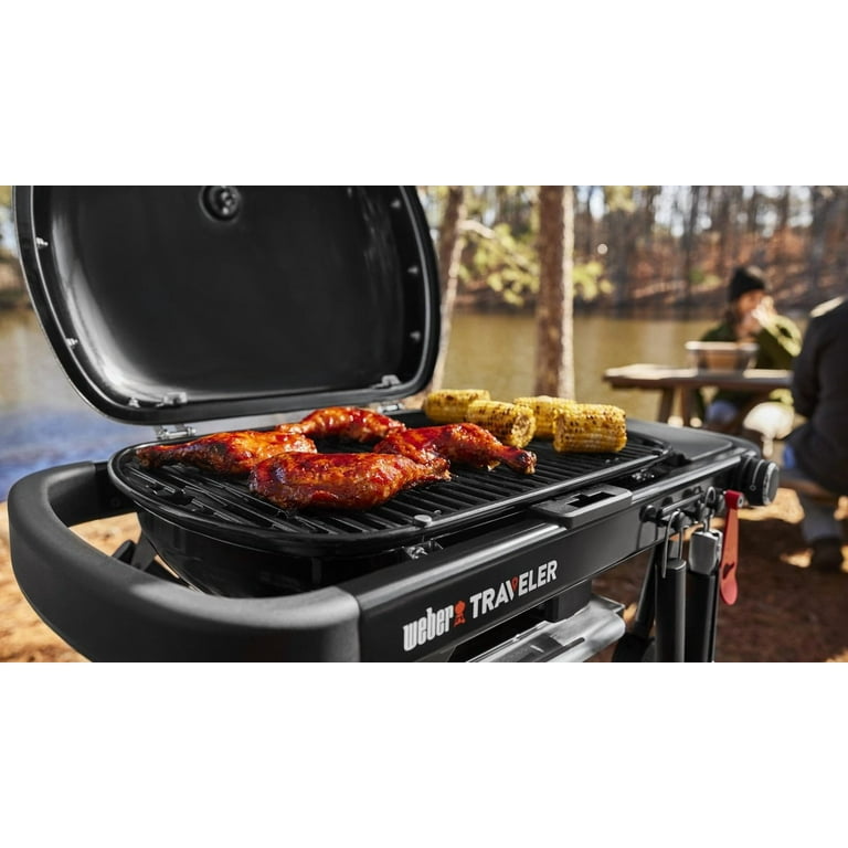 Weber Traveler Portable LP Gas Grill, Black, Compact Design Weber Traveler Portable LP Gas Grill, Black, Compact Design