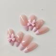 thumbnail image 5 of 3D 24 Pcs Cute Almond Press on Nails Medium Fake Nails Press Ons Blue Gradient False Nails with Stiletto Nail Glue, 5 of 5
