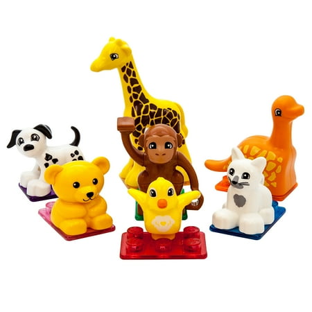 UPC: 0817338022655 | PicassoTiles 7 Piece Magnetic Animal Action Figure Set for Magnet Building Block Multicolor