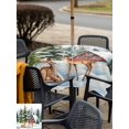 thumbnail image 4 of Outdoor Tablecloth with Umbrella Hole and Zipper, Christmas Square Table Cloth 60x60 Inch Waterproof Tablecloth, Xmas Winter Forest Tree Deer Snowflakes Picnic Table Cover for Patio Camping, 4 of 7