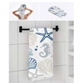 thumbnail image 6 of Blue Beige Coastal Towel Set of 3, Soft Microfiber Bath Towels, Hand Towel, Washcloths, Summer Beach Starfish Coral Nautical Quick-Dry Absorbent Towels for Bathroom Kitchen Hotel Beach Gym Spa, 6 of 7
