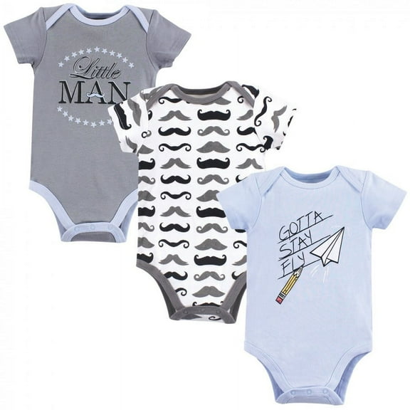 Hudson Baby Infant Boy Cotton Bodysuits 3pk, Gotta Stay Fly, 0-3 Months