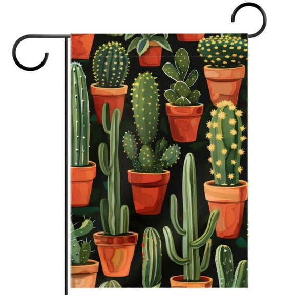 Cactus Potted Plant Pattern Double Sided Garden Flag Decorative Weather Resistant Yard Flag, Large DIY Vertical Flag for Farmhouse Patio Lawn, 28x40 Inch