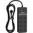 thumbnail image 1 of Flat Plug Extension Cord 15Ft - 8 Outlets Surge Protector Power Strip with 2 USB, Overload Protection, 1080 Joules, ETL Listed, 15A/1850W, Wall Mountable for Home Office and Workbench, Black, 1 of 8