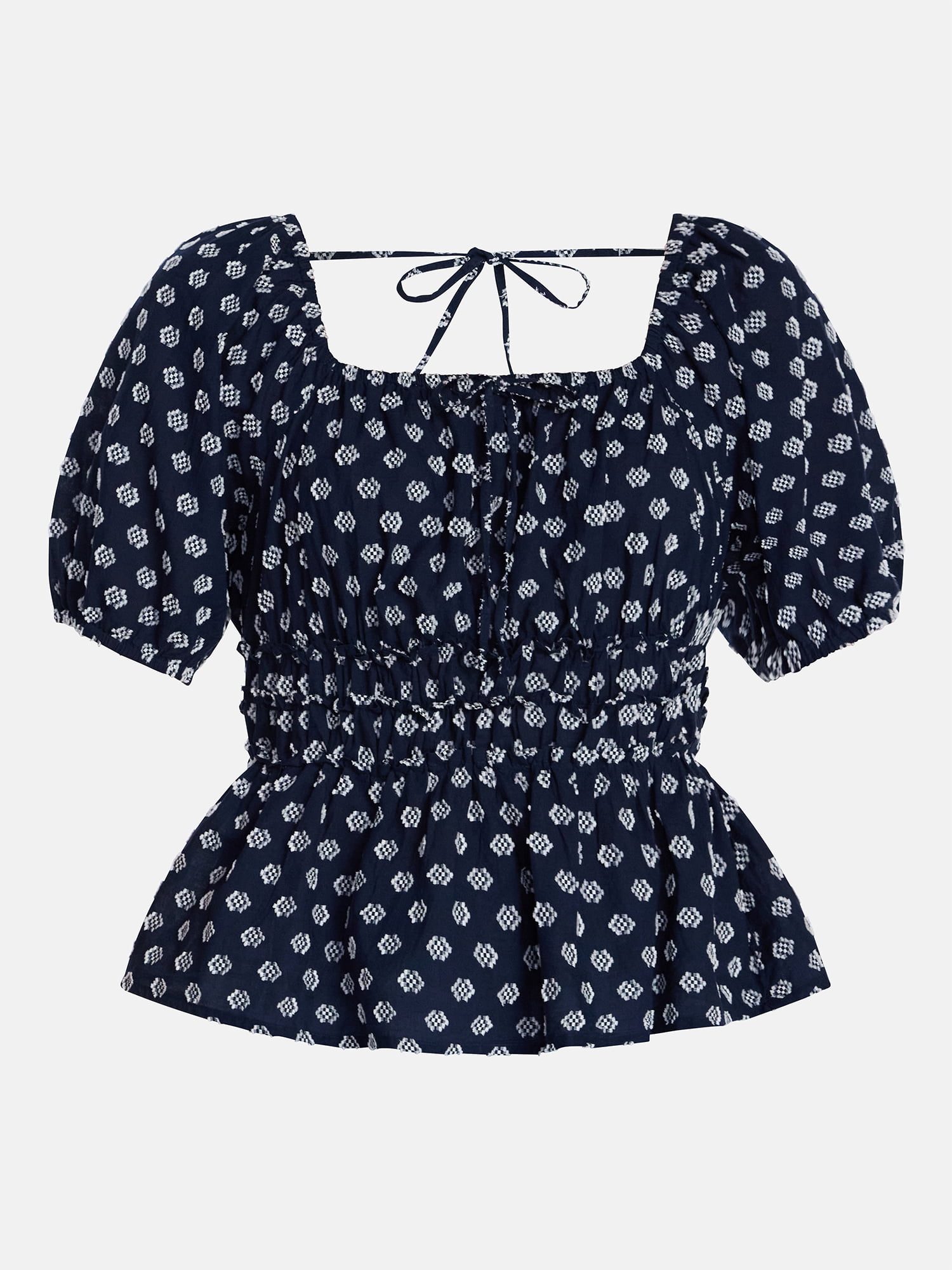 Time and Tru Women's Puff Sleeve Square Neck Top, Sizes XS-XXXL