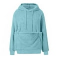 thumbnail image 5 of Stralyhd Cat Dog Pouch Hoodie for Women Cozy Soft Sweatshirt with Pet Pocket Fleece Kangaroo Pouch Hoodie Hooded Pet Carrier Pullover Sky Blue S, 5 of 6