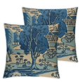thumbnail image 2 of Acheng Throw Pillow Cover Asian Blue White China Willow Lace Oriental Chinese Toille Home Decor Pillowcase Lumbar Pillow Case Cushion Cover for Sofa Couch Bed,2 Pcs White, 2 of 6