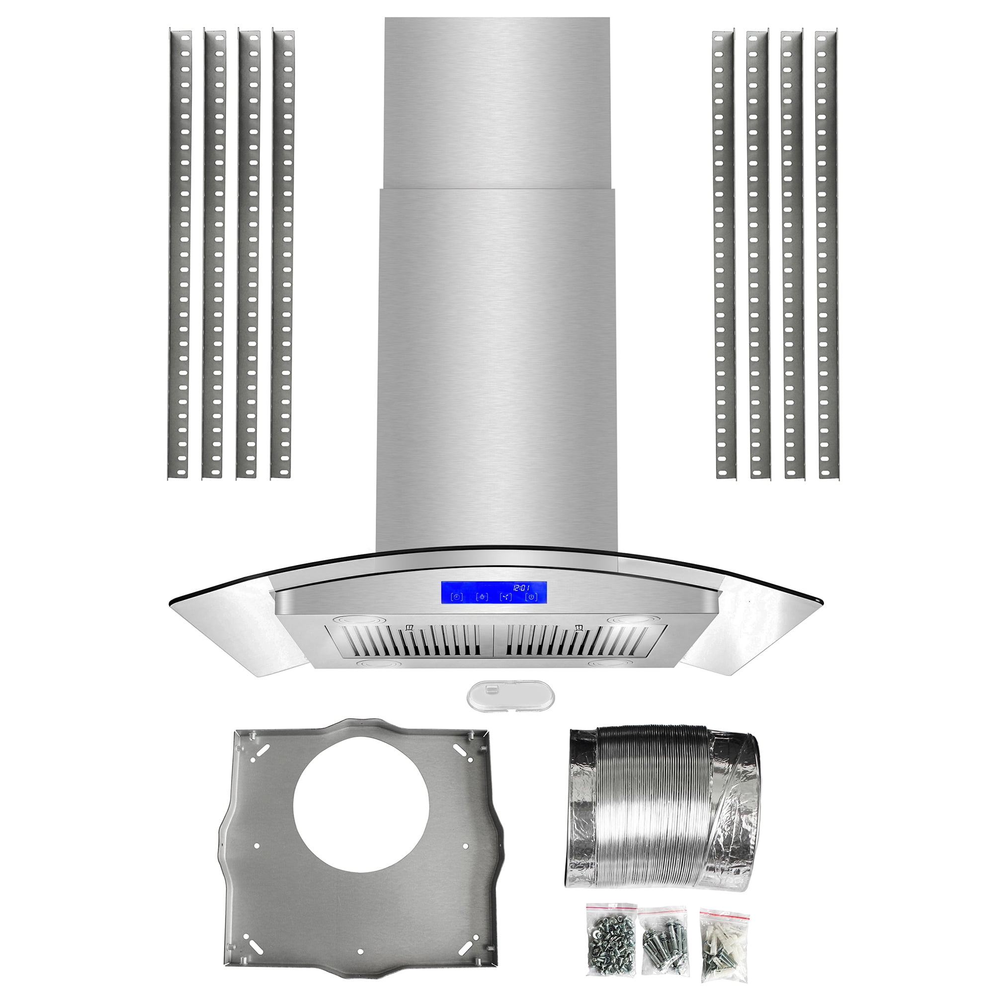 Cosmo 30 in. Ducted Island Range Hood in Stainless Steel with LED Lighting and Permanent Filters