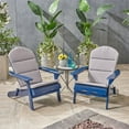 thumbnail image 4 of Ariel Outdoor Acacia Wood Folding Adirondack Chairs with Cushions (Set of 2), Navy Blue and Gray, 4 of 13