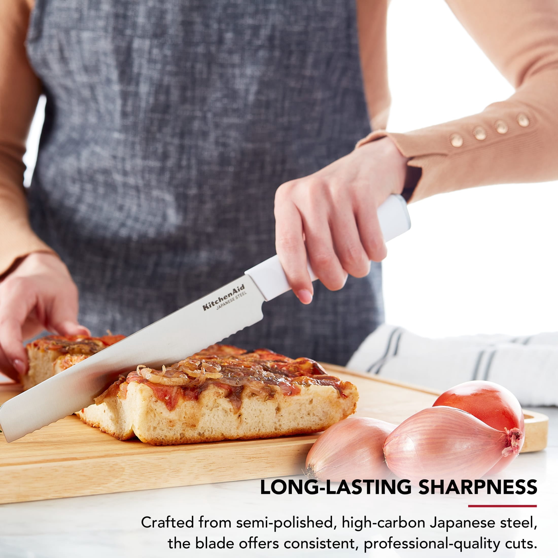 KitchenAid Classic 8-Inch Serrated Bread Knife with Sheath, High