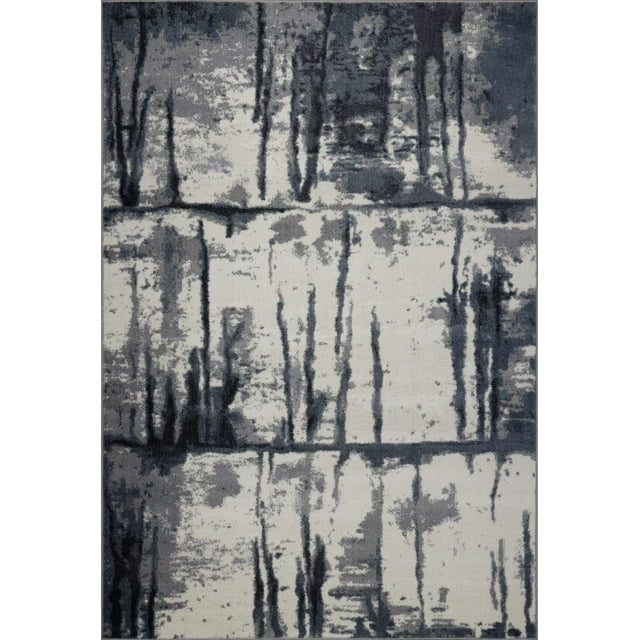 Ladole Rugs Super Soft Niagara Micro Polyester Area Rug Carpet in Grey-Ivory (3'11" x 5'7", 120cm x 170cm)