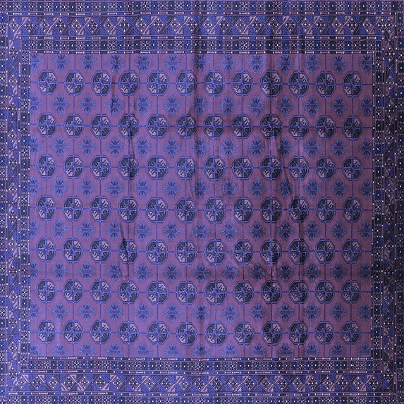 Ahgly Company Indoor Square Oriental Blue Industrial Area Rugs, 7' Square