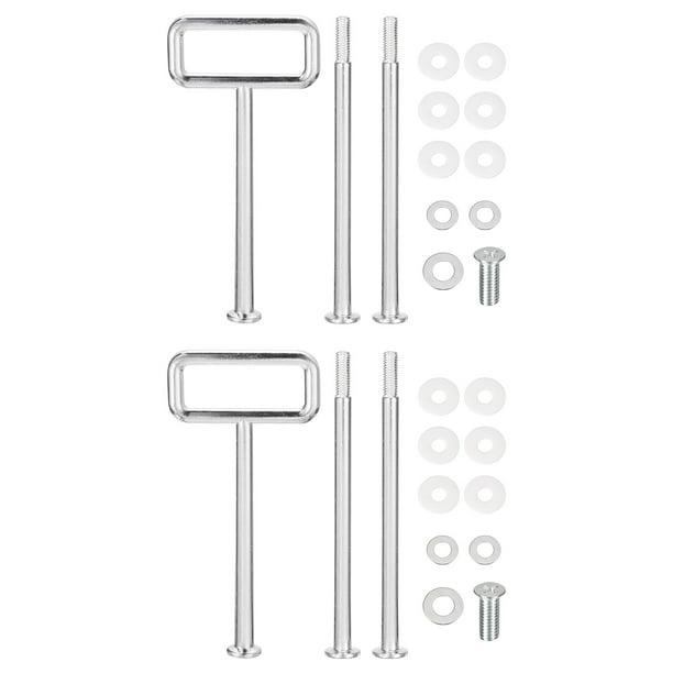 Uxcell 2 Set 3-Tier Soporte para Cupcakes con Mangos, Mango de Soporte para Plato de Pastel de Aleación de Zinc con Tornillos, Cuadrado Plateado