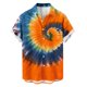 thumbnail image 3 of Ceisia Men's Slim-Fit Blue-Orange Spiral Tie-Dye Short Sleeve Button-Down Shirt Dark Blue XL Gifts, 3 of 6