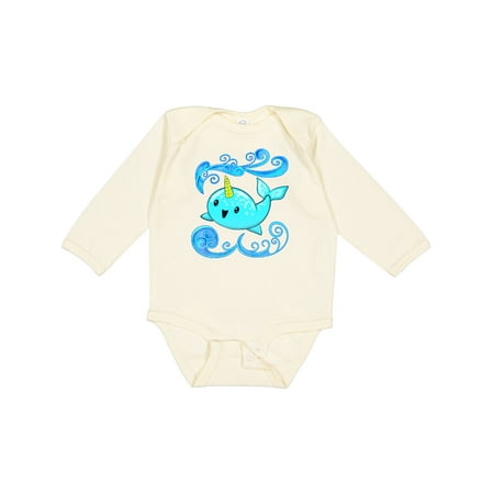 

Inktastic Cute and Playful Narwhal Gift Baby Boy or Baby Girl Long Sleeve Bodysuit