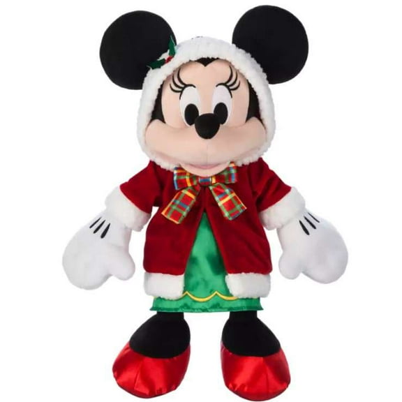 Disney 2024 Holiday Minnie Mouse Plush (Furry-Trimmed Riding Hood, Plaid Satin Bow, Satin Skirt & Satin Heels)