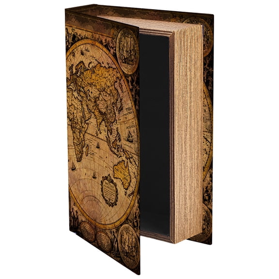 Map Book Box Book Storage Boxes Vintage World Map Pattern 9.1 x 5.9 x 2 Inch Storage Organizers DIY