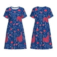 thumbnail image 3 of Bixox Robe d'Été à Manches Courtes pour Femmes Robe Ample Longueur Genou avec Poches-Poulet et Coq, 3 of 7